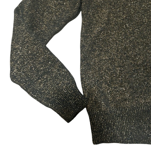Marc Jacobs Metallic Wool Crewneck Sweater Black Gold Holiday Knit | Size Small - Picture 2 of 5